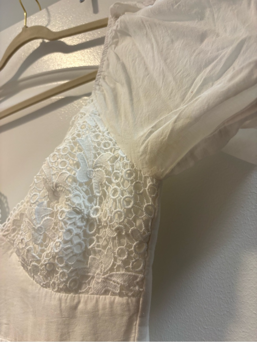 Selfie Leslie White Lace-Trim Puff Sleeve Mini Dress - Picture 6 of 8